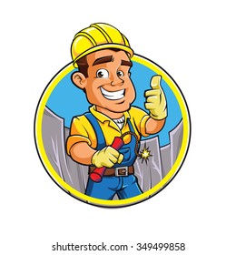 Cartoon man  with dynamite stick.