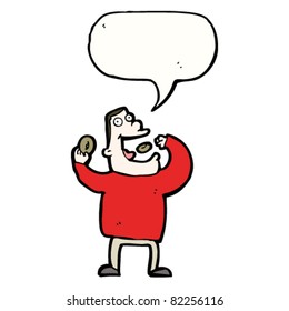 Cartoon-Mann, der Donuts isst
