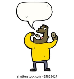 cartoon man eating donuts and talking