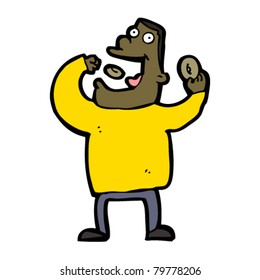cartoon man eating doughnuts