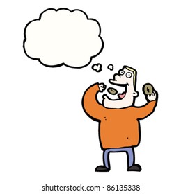 cartoon man eating doughnuts