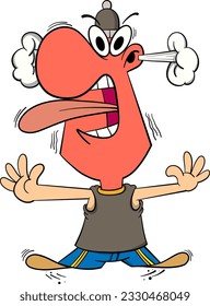 cartoon man eating hot pepper  vector illustration.