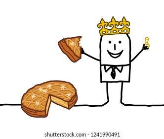 Cartoon Man eating a piece of Epiphany Cake