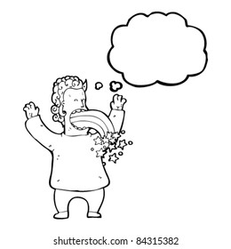 Cartoon-Mann, der Regenbogen isst