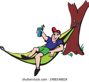 cartoon of a man enjoying his vacations