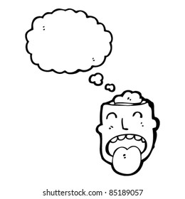 cartoon man with exposed brain