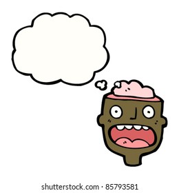 cartoon man with exposed brain