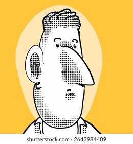 cartoon man expressionless face vector illustration
