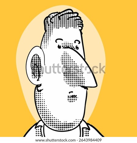 cartoon man expressionless face vector illustration