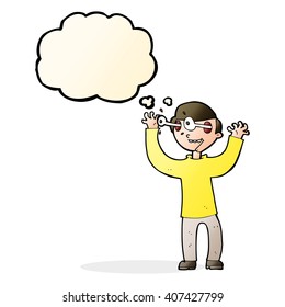 cartoon man with eyes popping out of head with thought bubble