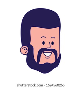 cartoon man face with beard over white background, colorful designvector illustration