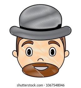 cartoon man face icon