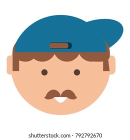 cartoon man face icon