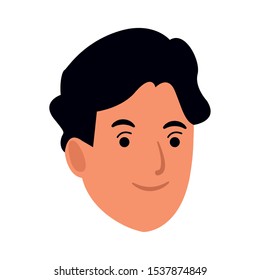 cartoon man face icon over white background, vector illustration