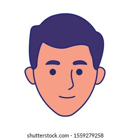 cartoon man face icon over white background, vector illustration