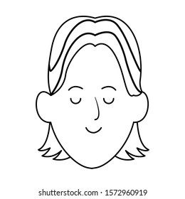 cartoon man face icon over white background, vector illustration