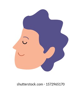 cartoon man face icon over white background, vector illustration