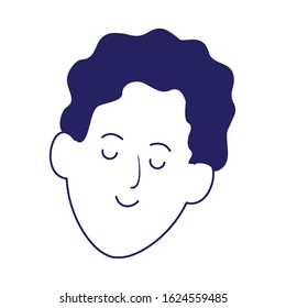 cartoon man face icon over white background, flat design, vector illustration