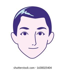 cartoon man face icon over white background, flat design, vector illustration