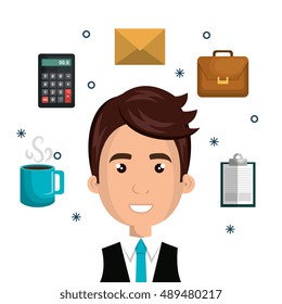 cartoon man face multitask design