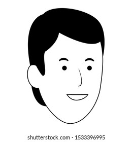 cartoon man face smiling icon over white background, vector illustration