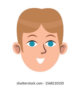 cartoon man face smiling over white background, colorful design , vector illustration