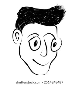Cartoon Man Face Vector Black and White