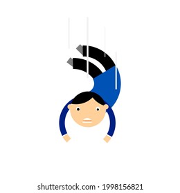 Cartoon of a man are falling  from height.