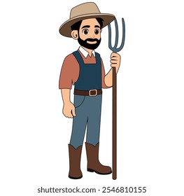 Ilustración vectorial de agricultor de hombre de dibujos animados