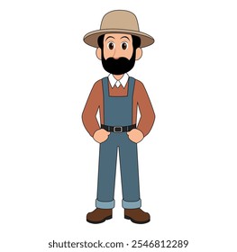 Cartoon Man Farmer Vector Illustration