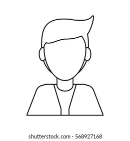 cartoon man fashionable clothes portrait thin line