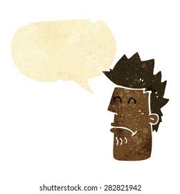cartoon man feeling sick with speech bubble