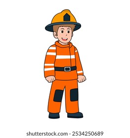 Cartoon Man Firefighter Vector Illustration