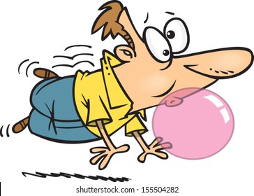 Cartoon Man Floating On Bubblegum Bubble Stock Vector (Royalty Free ...