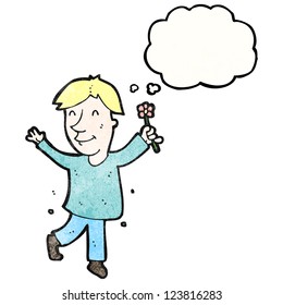 cartoon man with flower