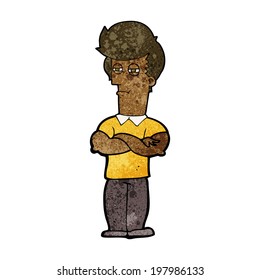 caricaturista con brazos doblados