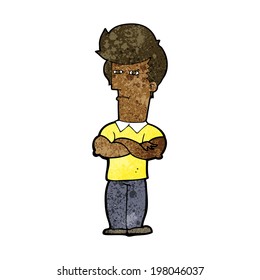 caricaturista con brazos doblados