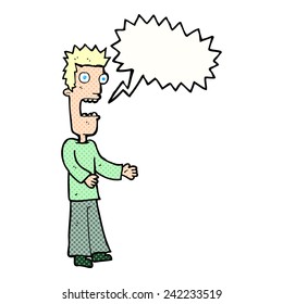 cartoon man freaking out with speech bubble