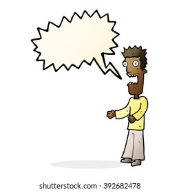 cartoon man freaking out with speech bubble