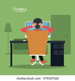Cartoon man and freelance design