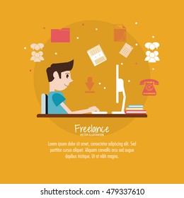 Cartoon man and freelance design