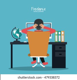 Cartoon man and freelance design