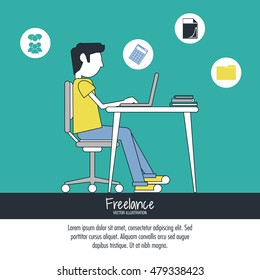 Cartoon man and freelance design