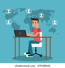 Cartoon man and freelance design