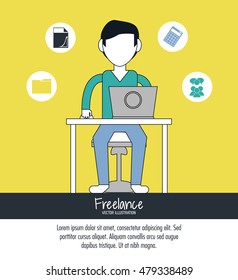 Cartoon man and freelance design