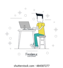 Cartoon man and freelance design