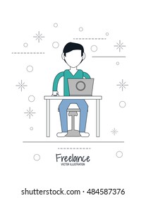 Cartoon man and freelance design