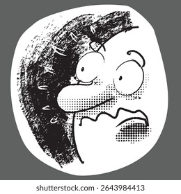 cartoon man frightened facial expression vector illustration