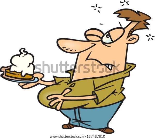 Cartoon Man Full Eating Much Pie Stock Vector (Royalty Free) 187487810