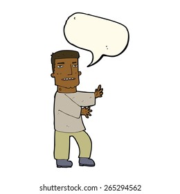 cartoon man gesturing with speech bubble